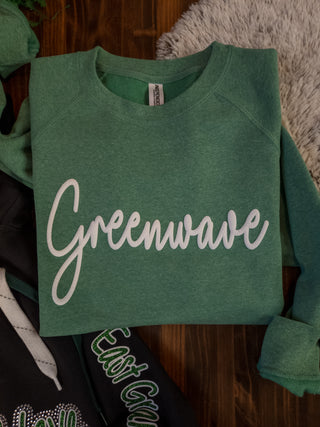 Greenwave Puff Heather Green Crewneck Sweatshirt