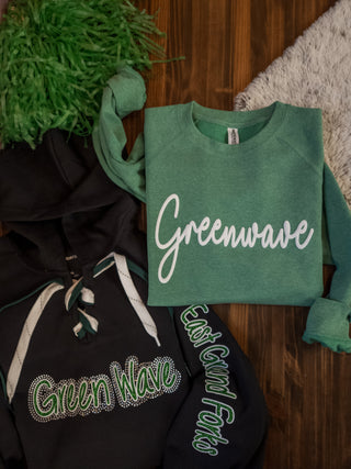 Greenwave Puff Heather Green Crewneck Sweatshirt