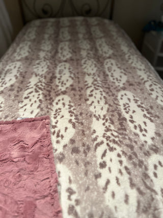 Silver Siberian Leopard Spotted Minky Blankets *Choose Size