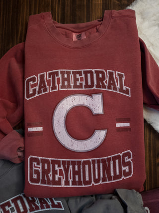 Cathedral Greyhounds Dyed Crimson Crewneck Sweatshirt