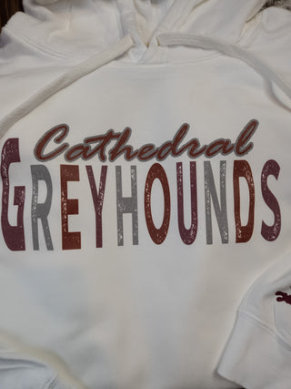 Greyhounds Dyed White Fleece Hoodie