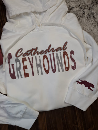 Greyhounds Dyed White Fleece Hoodie