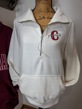 C Greyhounds Ivory Half Zip Pullover - Ladies Fit