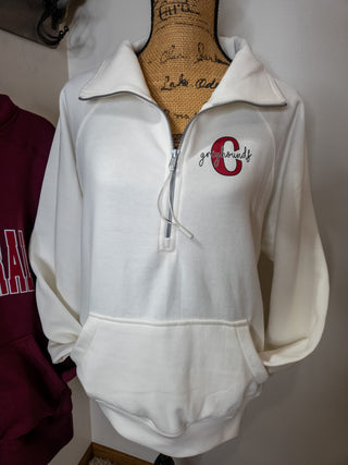C Greyhounds Ivory Half Zip Pullover - Ladies Fit