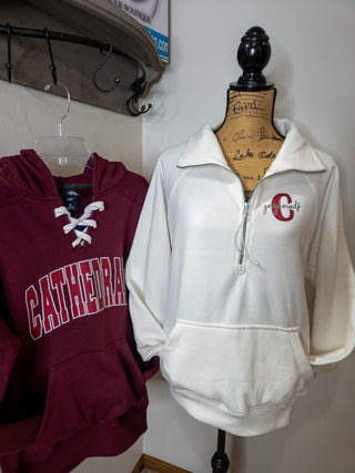 C Greyhounds Ivory Half Zip Pullover - Ladies Fit