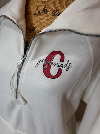 C Greyhounds Ivory Half Zip Pullover - Ladies Fit