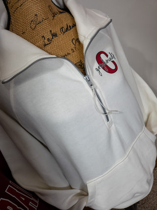 C Greyhounds Ivory Half Zip Pullover - Ladies Fit