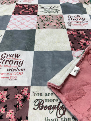 Grow Strong You Are Beautiful Minky Blankets *Choose Size and Backing