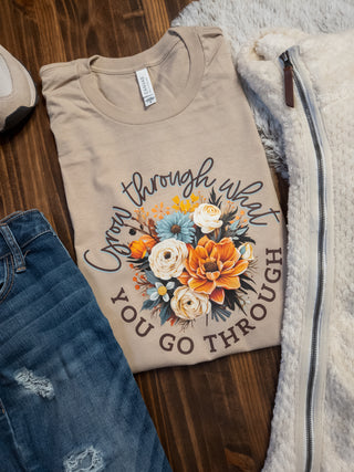 Grow Through What You Go Through Tan Tee
