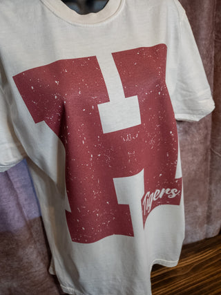 H Tigers University Dyed Tee - Maroon Print