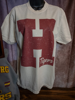 H Tigers University Dyed Tee - Maroon Print
