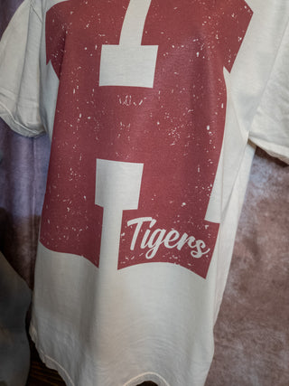 H Tigers University Dyed Tee - Maroon Print