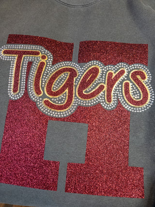 H Tigers Rhinestone Dyed Pepper Crewneck Sweatshirt
