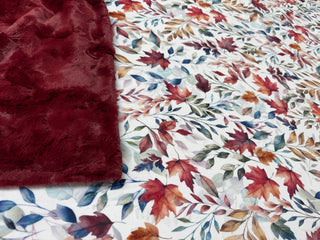 Fall Colorful Leaves Cuddle Minky Blanket *Choose Minky Backing & Size