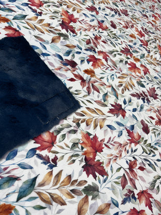 Fall Colorful Leaves Cuddle Minky Blanket *Choose Minky Backing & Size