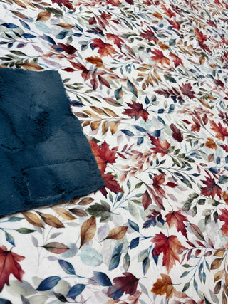 Fall Colorful Leaves Cuddle Minky Blanket *Choose Minky Backing & Size