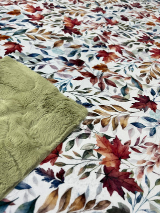 Fall Colorful Leaves Cuddle Minky Blanket *Choose Minky Backing & Size