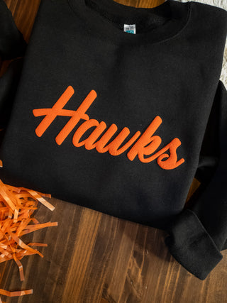 Hawks Puff Black Plush Crewneck Sweatshirt