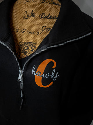 C Hawks Black Half Zip Pullover - Ladies Fit