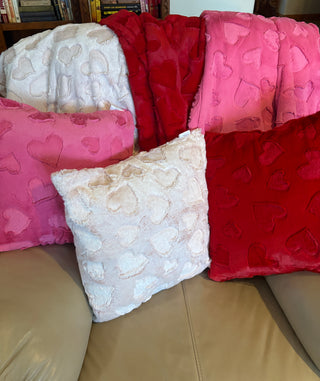 Valentine Red Embossed Hearts Minky Blankets & Pillow Covers*Select Size