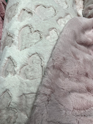 Pink Embossed Hearts Minky Blankets *Choose Backing & Size