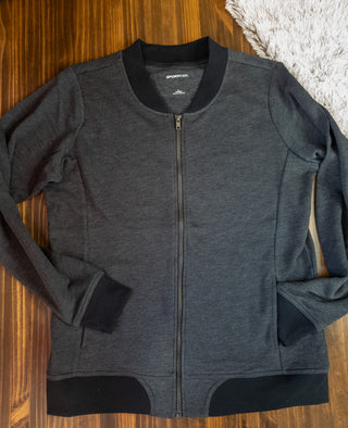 Dakota Valley Panthers Heather Black French Terry Bomber Zip-Up