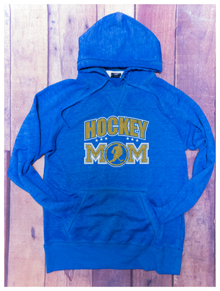 Hockey Mom Rhinestone Blue Fleece Hoodie