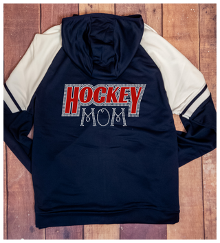 Hockey Mom Rhinestone Retro Jacket - Navy & Red