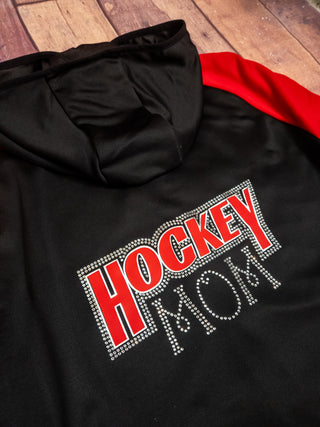 Hockey Mom Rhinestone Retro Jacket - Black & Red