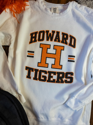 Howard Tigers Dyed Fleece White Crewneck Sweatshirt