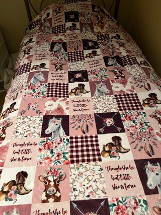 CowGirl in Pink Rosewater Minky Blanket *Choose Size & Backing