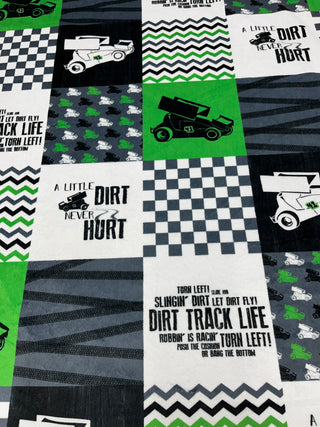 Sprint Cars #41 & Dirt Never Hurt on Quilt Blocks Minky Blanket