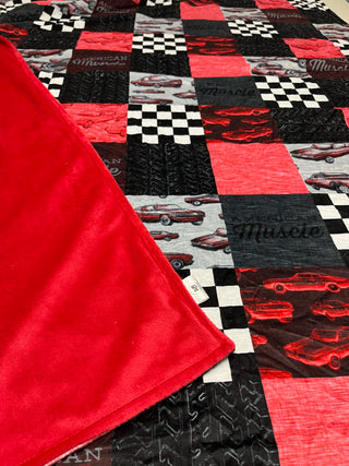 Red Muscle Cars Minky Blanket *Choose backing