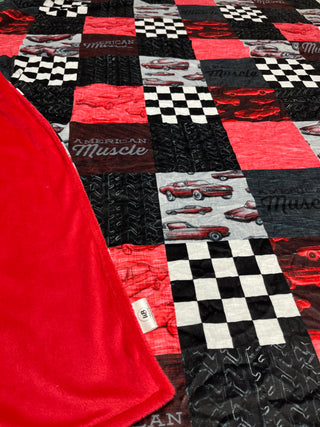 Red Muscle Cars Minky Blanket *Choose backing