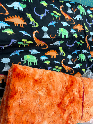 Dinosaurs Minky Cuddle Blanket **Choose Backing Color & Size