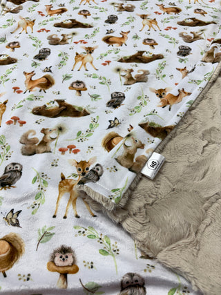 Forest Friends in the Woodland Minky Blankets *Choose Size & Backing