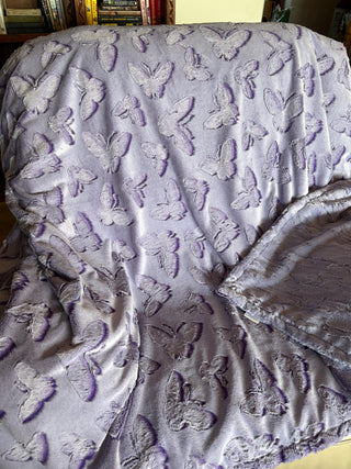 Purple Embossed Butterflies Minky Blankets