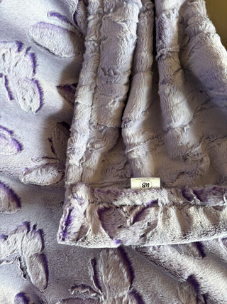 Purple Embossed Butterflies Minky Blankets