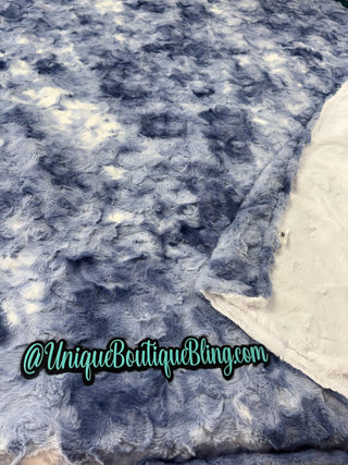 Blue Paloma with White Snow Hide Blanket *READY TO SHIP