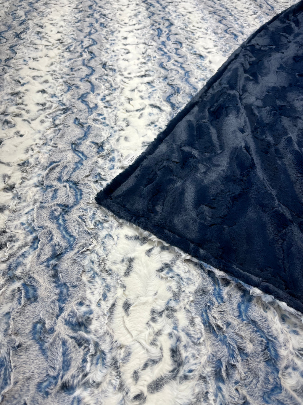 Navy Blue Snowy Owl Minky Blanket - Baby Size to King Size