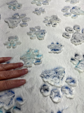Navy Blue "PawSome" Paw Print Blanket w/ Prism Paw Print Embossed Minky-Choose Size