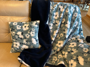 Blue Cuddle Seal with White Flowers w/Navy Seal Minky Blanket **Ready to Ship