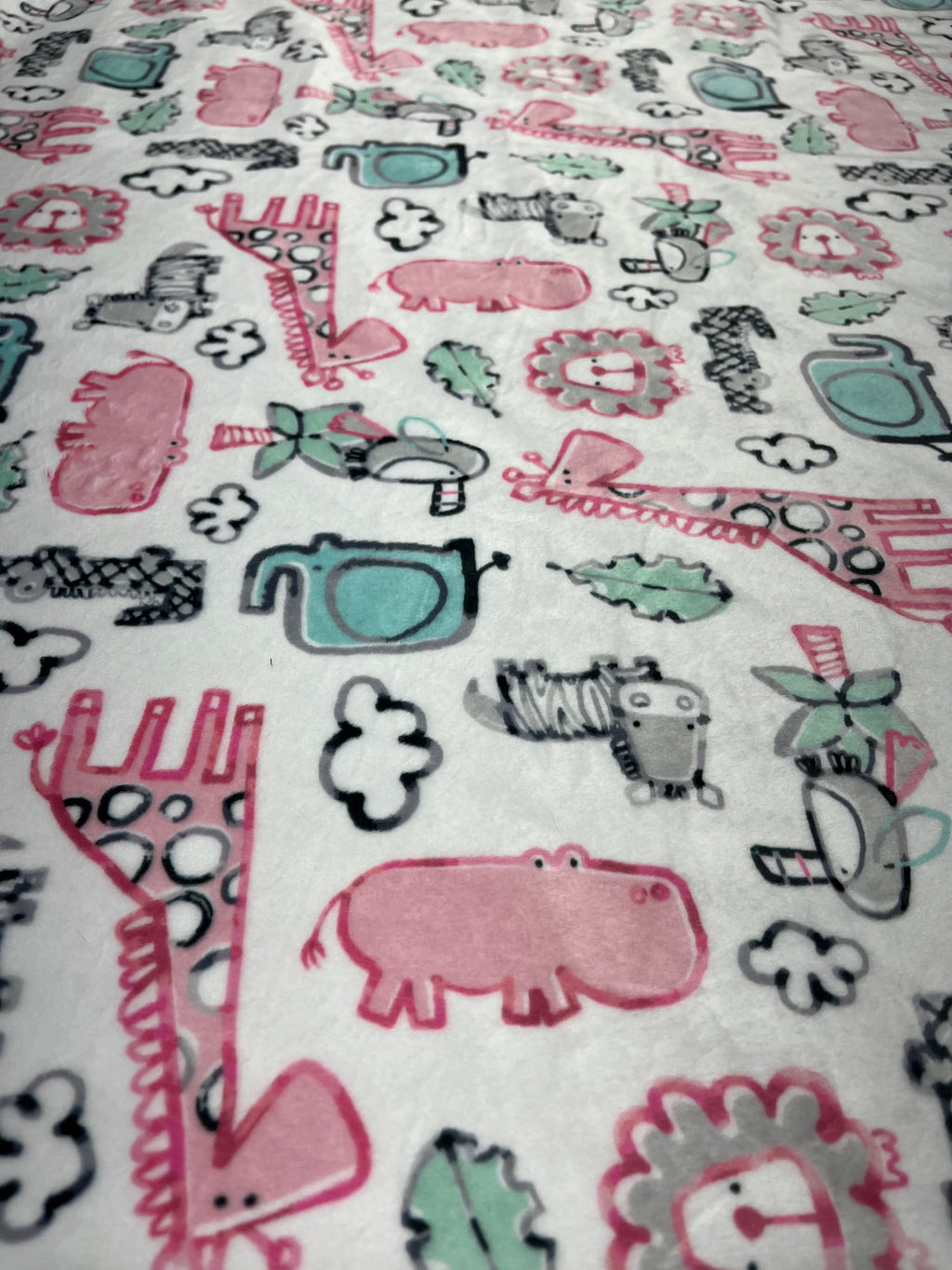 Safari Animals in Pink Minky Blanket * Ready To Ship