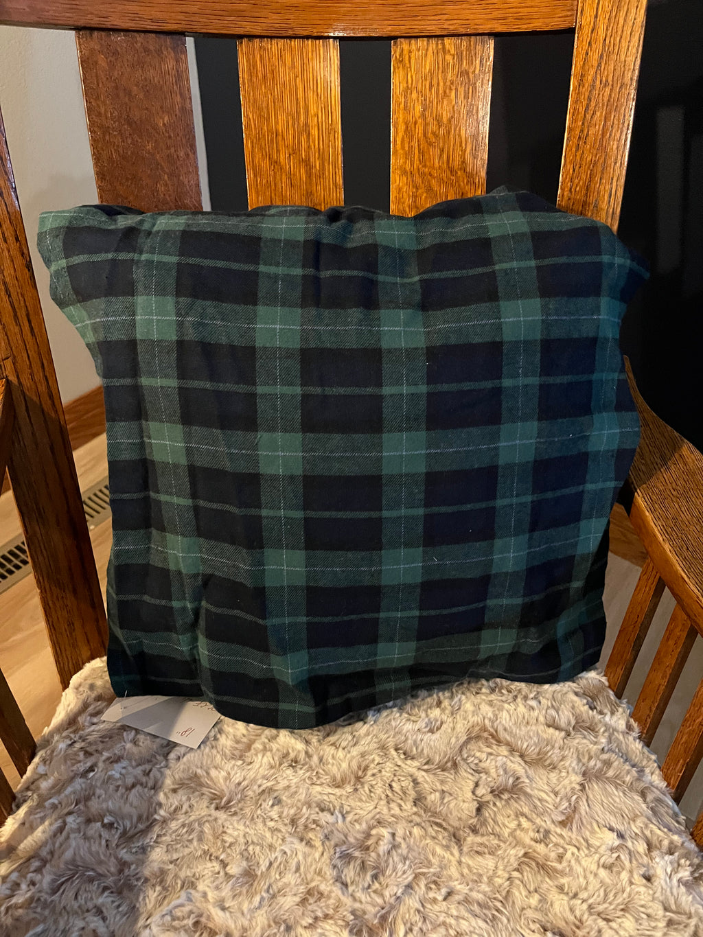 Green & Navy Plaid Flannel Pillow Cover 18"