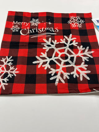 Merry Christmas Pillow Cover w/Snowflakes