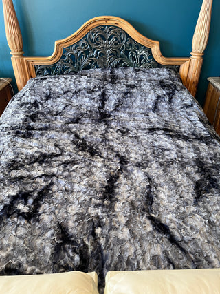 Grey & Black Galaxy w/Black Hide - Double Sided Minky Blanket - Choose Size