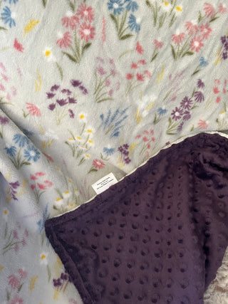 Wild Flowers Minky Blanket backed w/Purple Minky **Choose Size