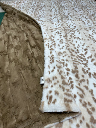 Cream Siberian Leopard Minky Blanket **Choose Size & Backing