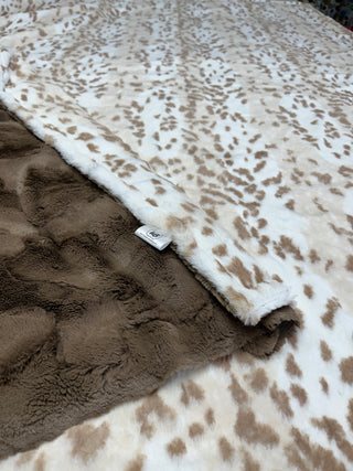 Cream Siberian Leopard Minky Blanket **Choose Size & Backing