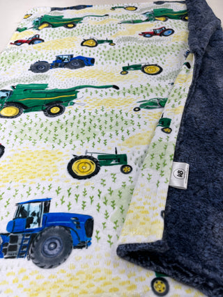 Farm Tractors & Combines Minky Blankets *Ready to Ship Styles